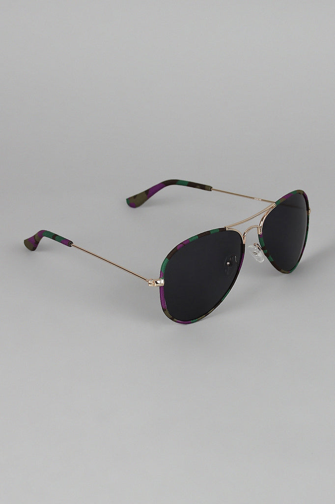 Multi-Tone Trim Aviator Sunglasses