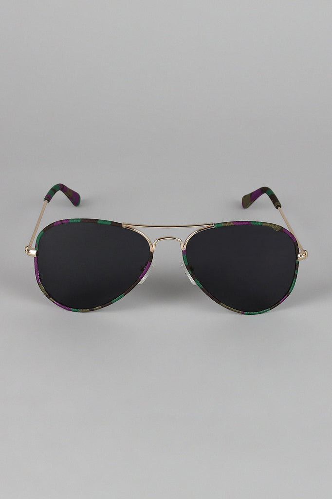 Multi-Tone Trim Aviator Sunglasses