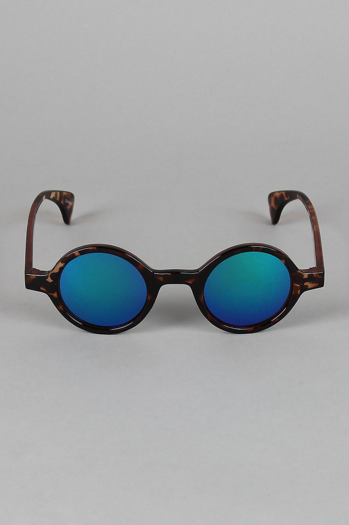 Horn Rim Mirrored Lens Sunglasses