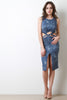 Denim Print Cut Out Midriff Dress
