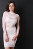 Semi-Sheer Long Sleeve Mock Neck Dress