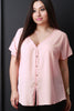 Textured Chiffon Button Front Cold Shoulder Top