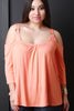 Quarter Sleeves Metal Hardware Cold Shoulder Top