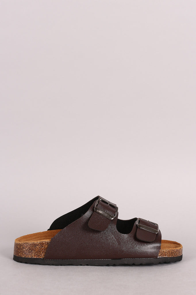 Double Buckle Open Toe Footbed Sandal