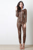 Leopard Hooded Zip-Up Long Sleeves Jumpsuit