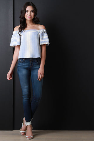 Striped Bardot Top