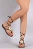 Liliana Rhinestone Embellished Lace Up Thong Flat Sandal