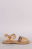 Soda Lizard Woven Ankle Strap Flat Sandal