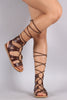 Soda Strappy Gladiator Lace Up Flat Sandal