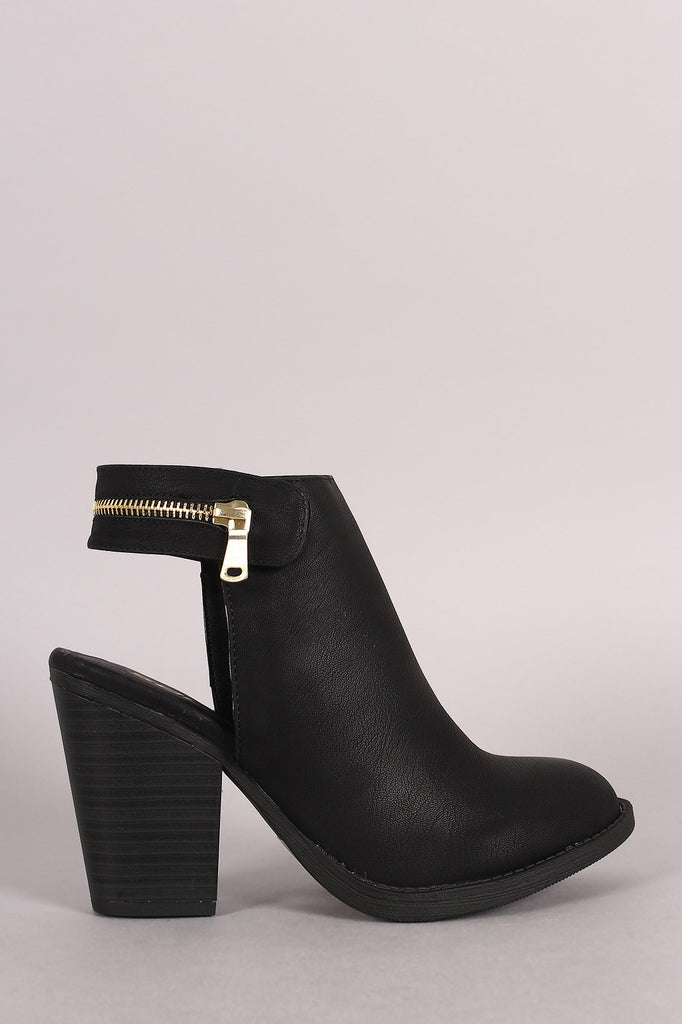 Soda Zipper Trim Chunky Heel Booties