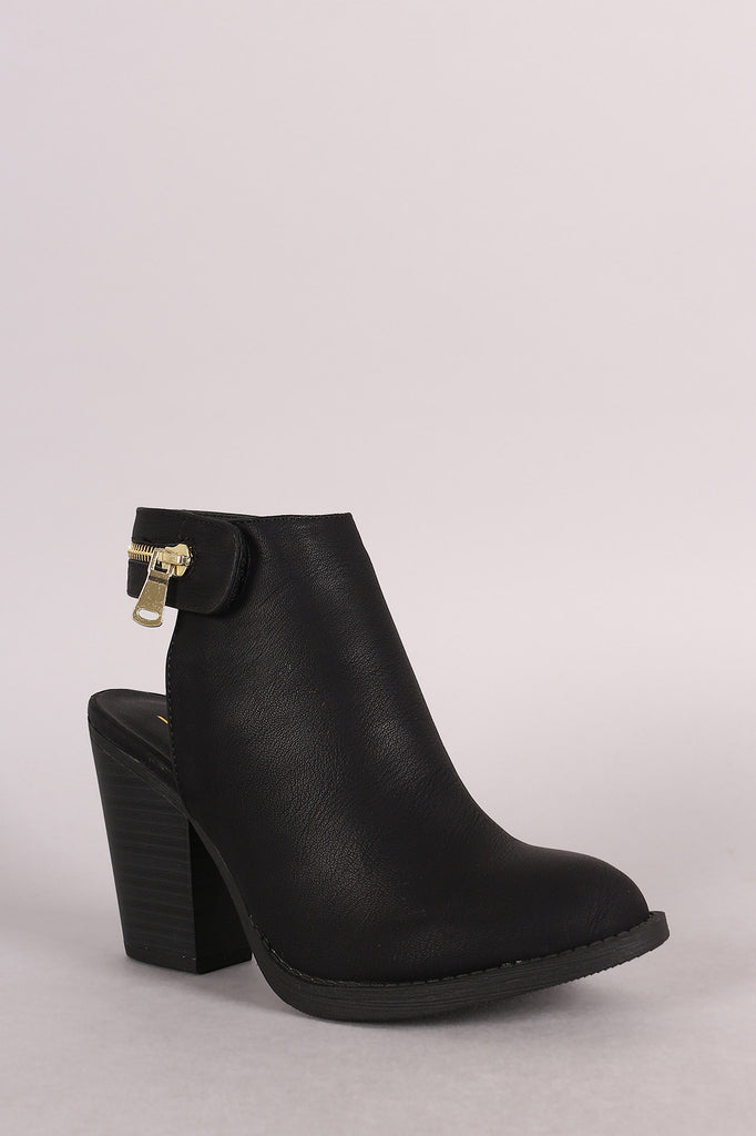 Soda Zipper Trim Chunky Heel Booties