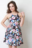 Sleeveless Cutaway Floral Skater Dress