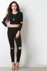 Elbow Slit Crop Top