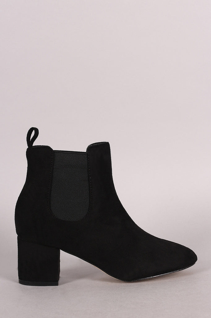 Elastic Gore Block Heeled Ankle Boots