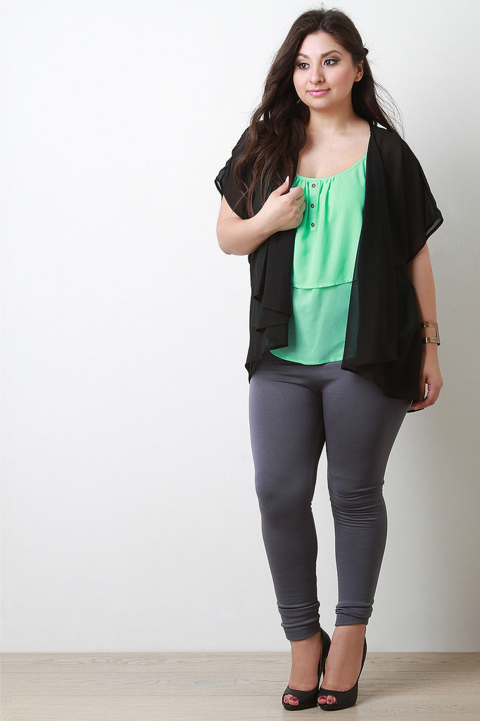 Draping High Low Semi-Sheer Cardigan