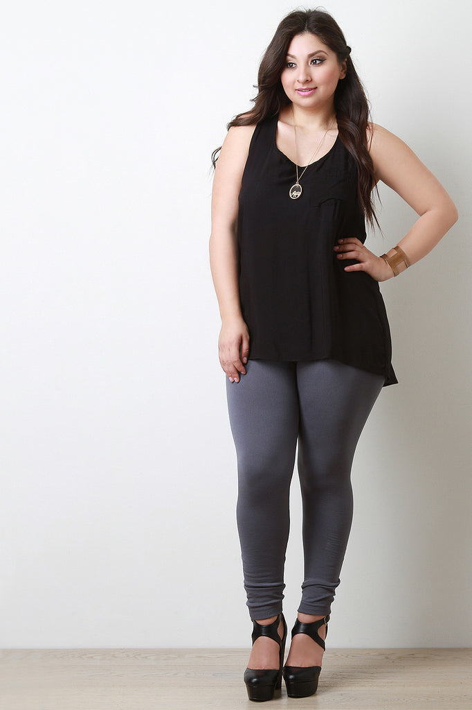 High Low Lightweight Sleeveless Pocket Top