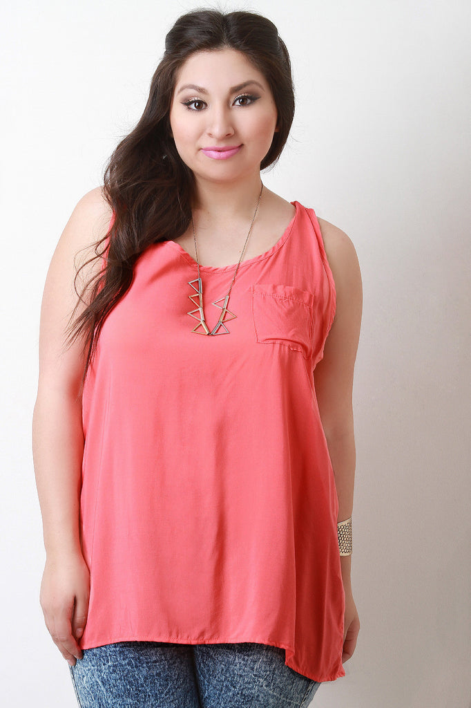 High Low Lightweight Sleeveless Pocket Top