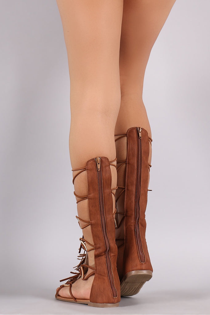 Liliana Fringe Front Flat Gladiator Sandal