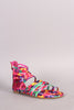 Liliana kaleidoscope Print Caged Toe Ring Gladiator Flat Sandal