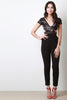 Floral Lace V-Neck Short Sleeves Side Cutout Jumpsuit