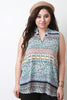 Sleeveless V-Neck Paisley Top