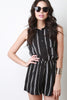 Sleeveless Vertical Stripe Button Up Romper
