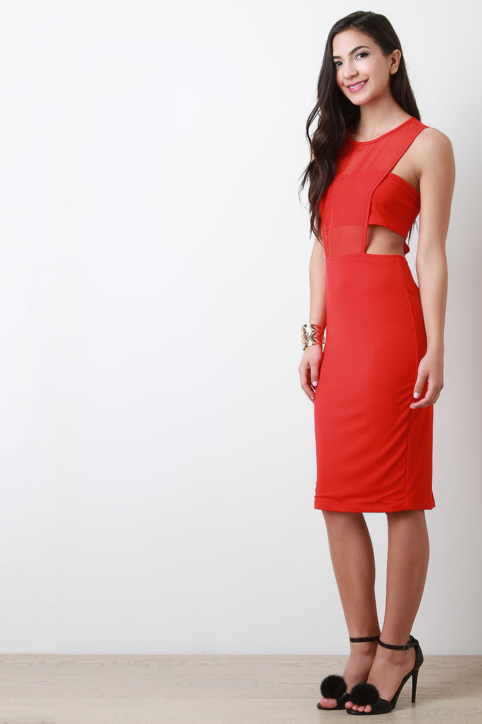 Semi-Sheer Round Neck Sleeveless Dress