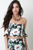 Tropical Flowers Sweetheart Bardot Crop Top