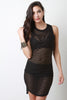Mesh Textured Stripe Sleeveless Mini Dress
