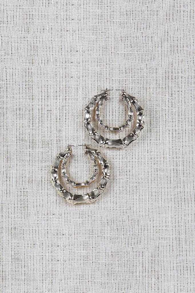 Etched Panel Double Hoop Earrings