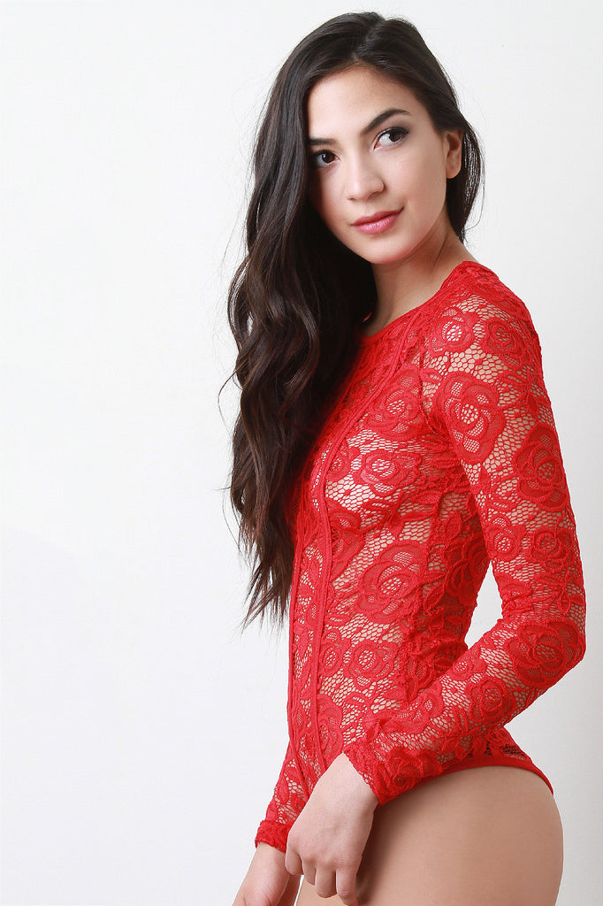 Floral Lace Long Sleeve Bodysuit