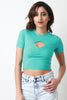 Rib Knit Cut Out Crop Top