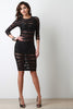 Semi-Sheer Striped Mid Sleeve Bodycon Dress