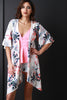 Floral Handkerchief Hem Wide Sleeve Kimono