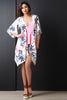 Floral Handkerchief Hem Wide Sleeve Kimono