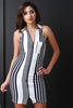 Vertical Stripe Zip Front Bodycon Dress