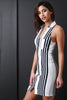 Vertical Stripe Zip Front Bodycon Dress