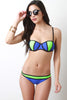 Color Panel Bandeau Bikini Set