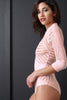 Semi-Sheer Mesh Zip-Up Long Sleeve Bodysuit
