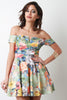 Off The Shoulder Floral Skater Dress