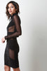 Mock Neck Semi-Sheer Velvet Filigree Dress
