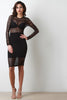 Semi-Sheer Cage Long Sleeve Bodycon Dress