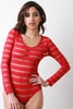 Long Sleeve Semi-Sheer Stripe Bodysuit