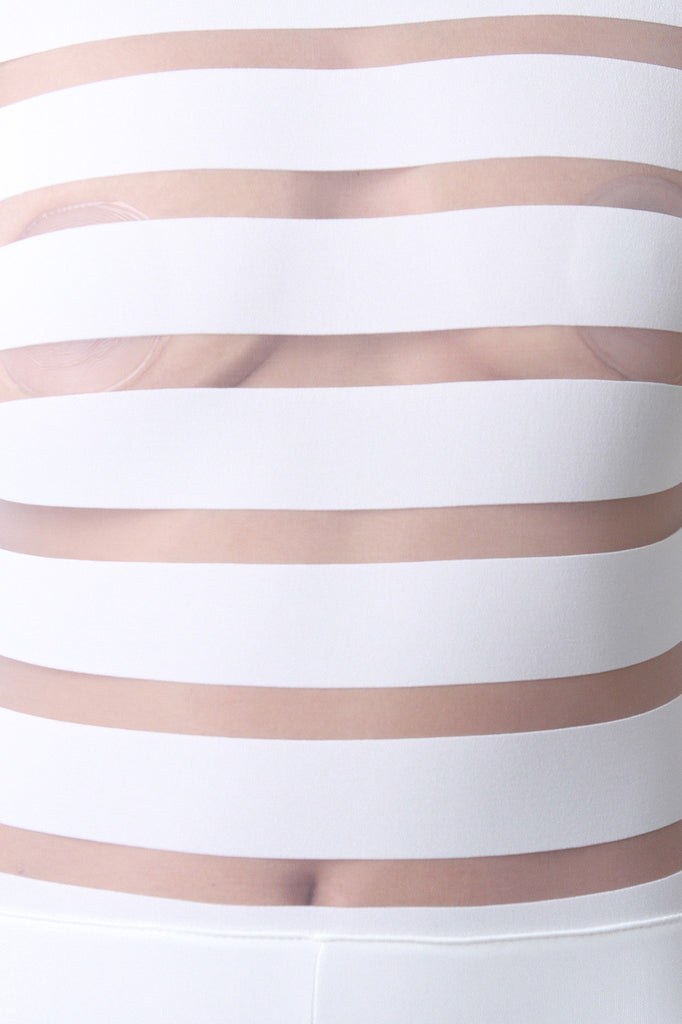 Semi-Sheer Stripe Design Jumpsuit