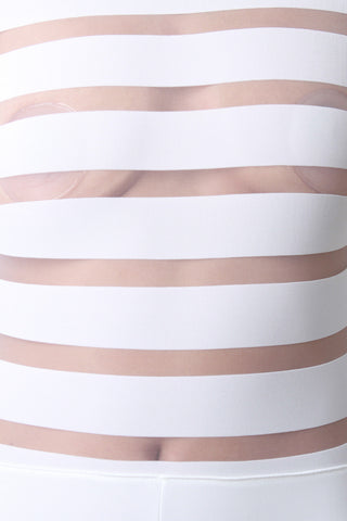 Semi-Sheer Stripe Design Jumpsuit