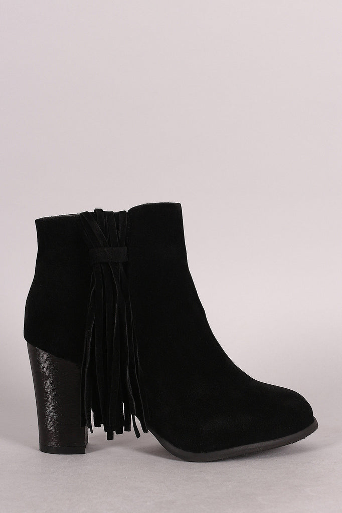 Qupid Side Fringe Tassel Booties