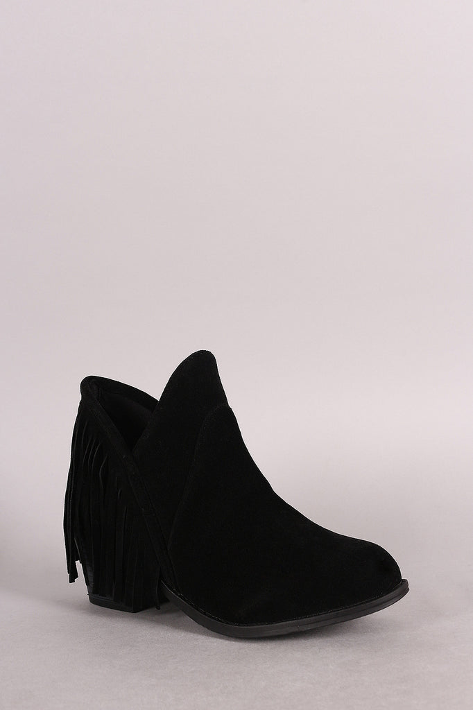 Qupid Curved Rear Fringe Booties