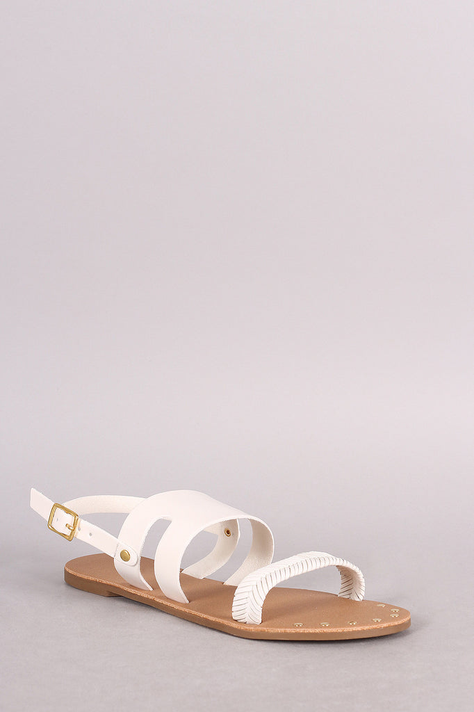 Qupid Studded Woven Slingback Flat Sandal