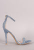 Denim Woven Ankle Strap Stiletto Heel