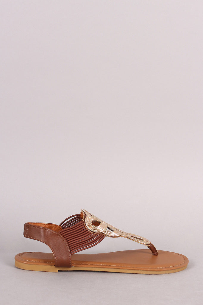 Bamboo Strappy Cutout Thong Flat Sandal